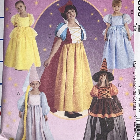 McCall’s Snow White, Cinderella + 3 costume sewing pattern Size: 7, 8, 10 - Picture 2 of 5